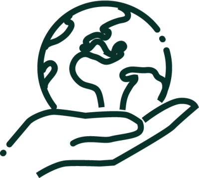 Hand holding global icon